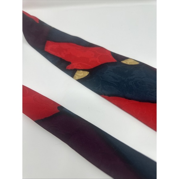 Vintage Handpainted Silk Robert Daskal Tie - Red Green Black Abstract - Picture 4 of 5